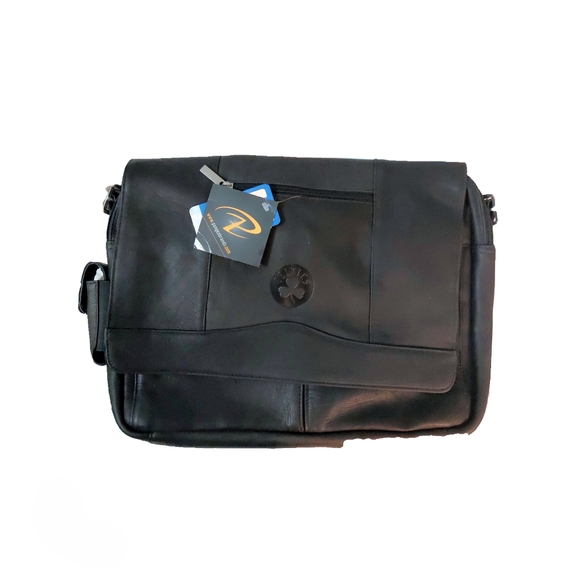 Pangea NBA Brands Black Leather Flap Over Laptop Messenger Bag - NBA - CELTICS - Picture 4 of 7